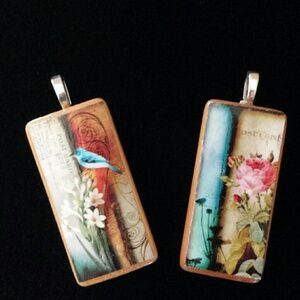 Bamboo Tile Pendants Wearable Art